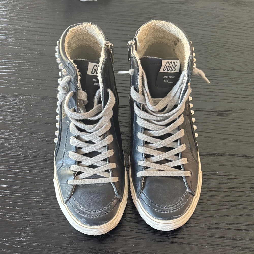 Golden Goose Black High-Top Sneakers with Silver Accents